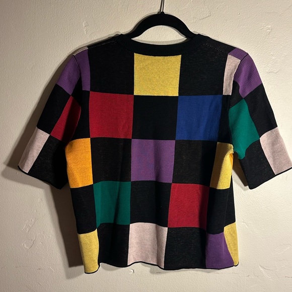 STAUD Bain Checkered Knit Top Size L - Picture 5 of 8
